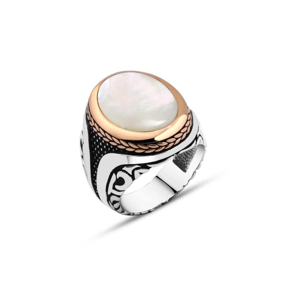 FRNCH 1045 Sedef Taşlı Erkek Yüzük