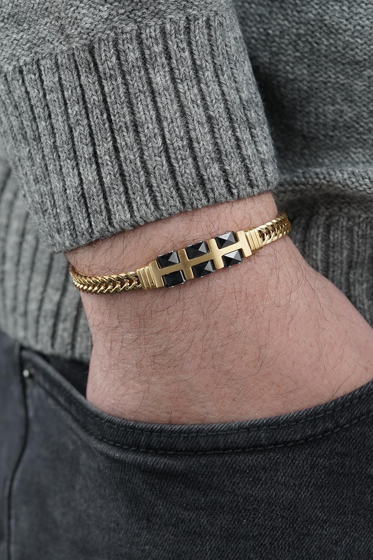 FRNCH 316L Çelik İtalyan Model Altın Renk Erkek Bileklik FRJ12830-3830-G