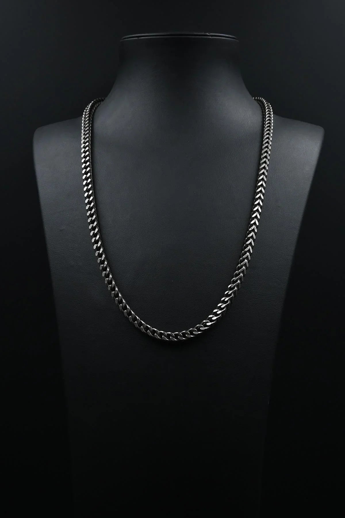 FRNCH 316L Çelik İtalyan Model Antik Gümüş Renk Erkek Kolye FRJ30778-878-B