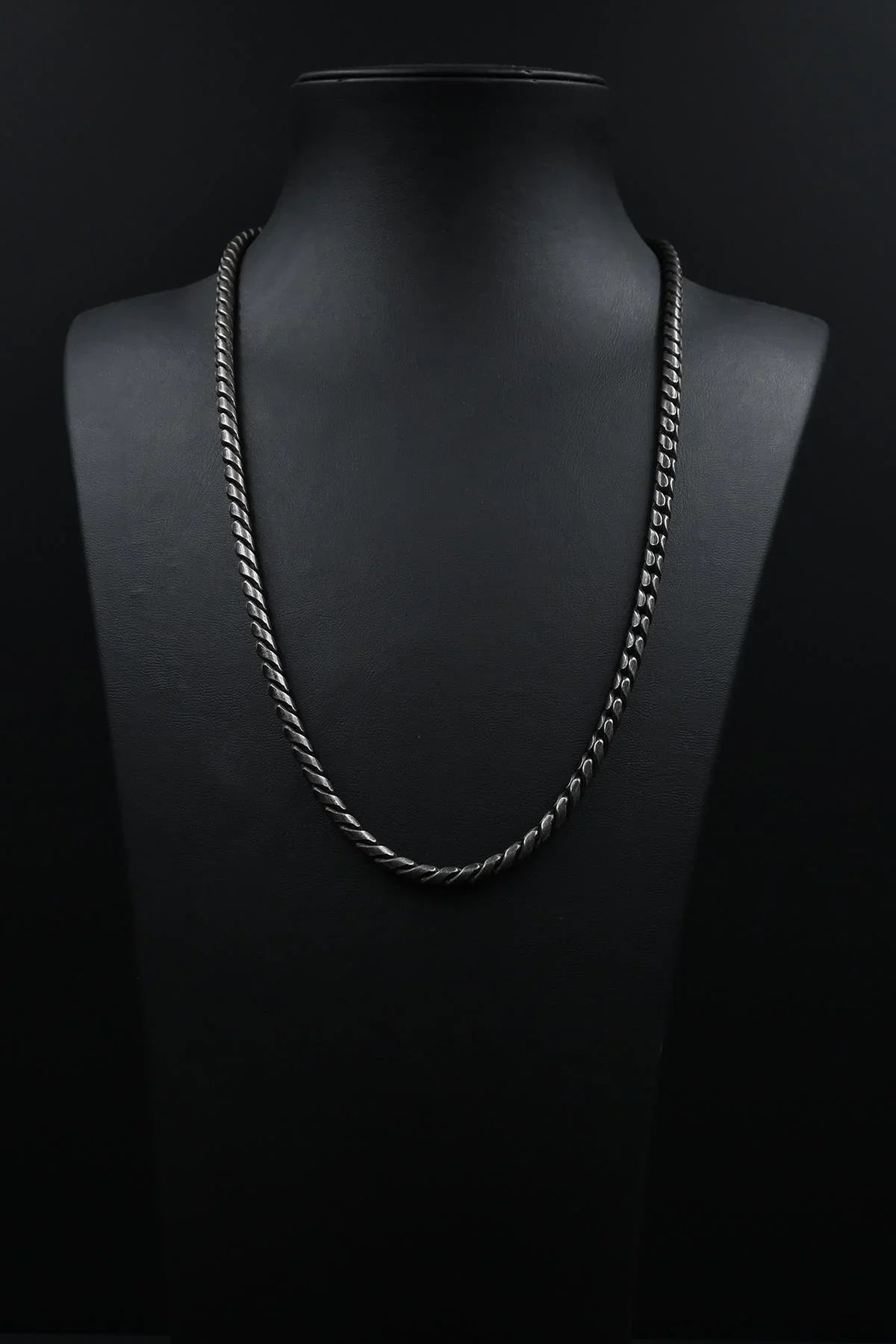 FRNCH 316L Çelik İtalyan Model Antik Gümüş Renk Erkek Kolye FRJ30780-880-B