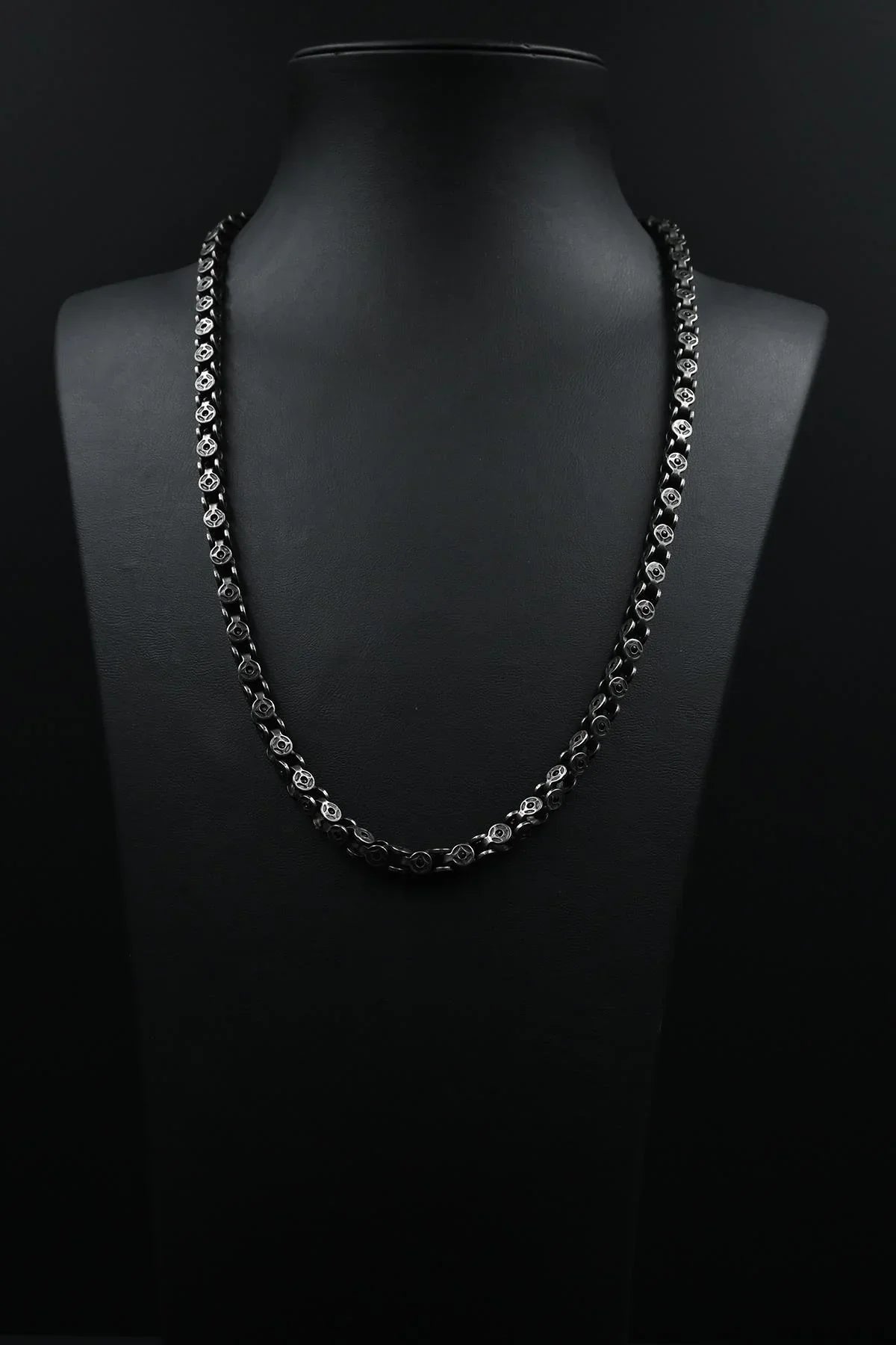 FRNCH 316L Çelik İtalyan Model Antik Gümüş Renk Erkek Kolye FRJ30782-882-B