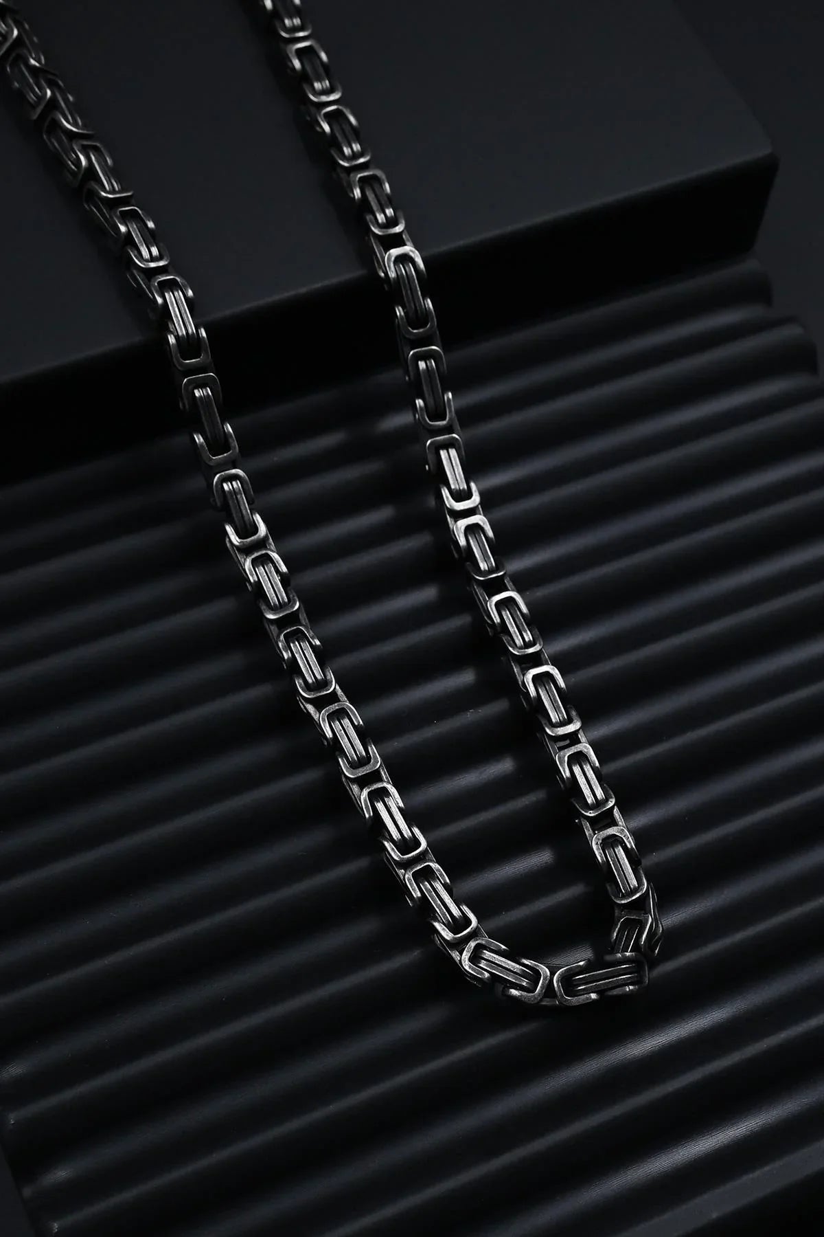 FRNCH 316L Çelik İtalyan Model Antik Gümüş Renk Erkek Kolye FRJ30783-883-B
