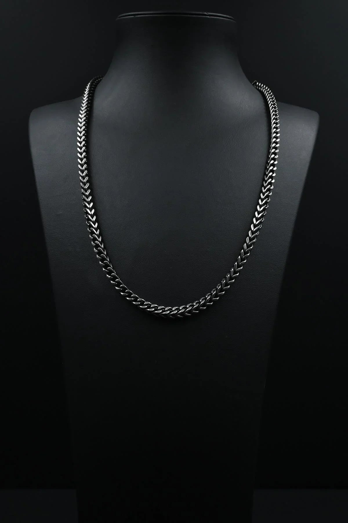 FRNCH 316L Çelik İtalyan Model Antik Gümüş Renk Erkek Kolye FRJ30785-885-B