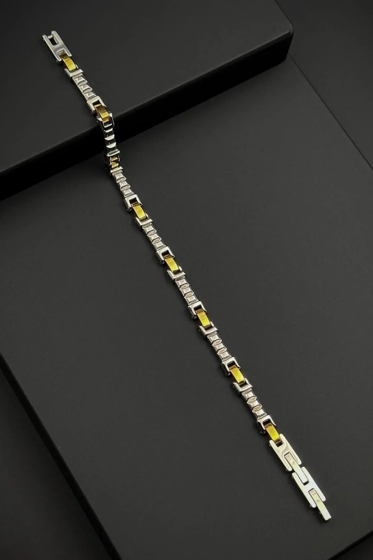 FRNCH 316L Çelik İtalyan Model Gümüş-Altın Renk Erkek Bileklik FRJ12797-3797-AG