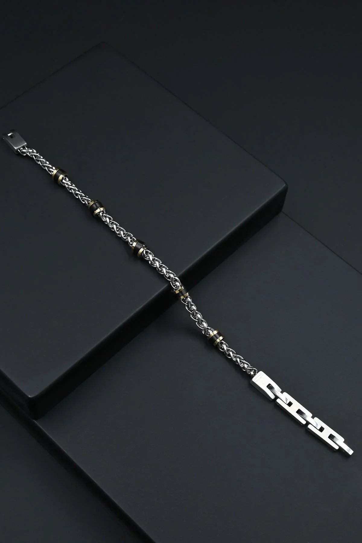 FRNCH 316L Çelik İtalyan Model Gümüş-Altın Renk Erkek Bileklik FRJ12840-3840-AG