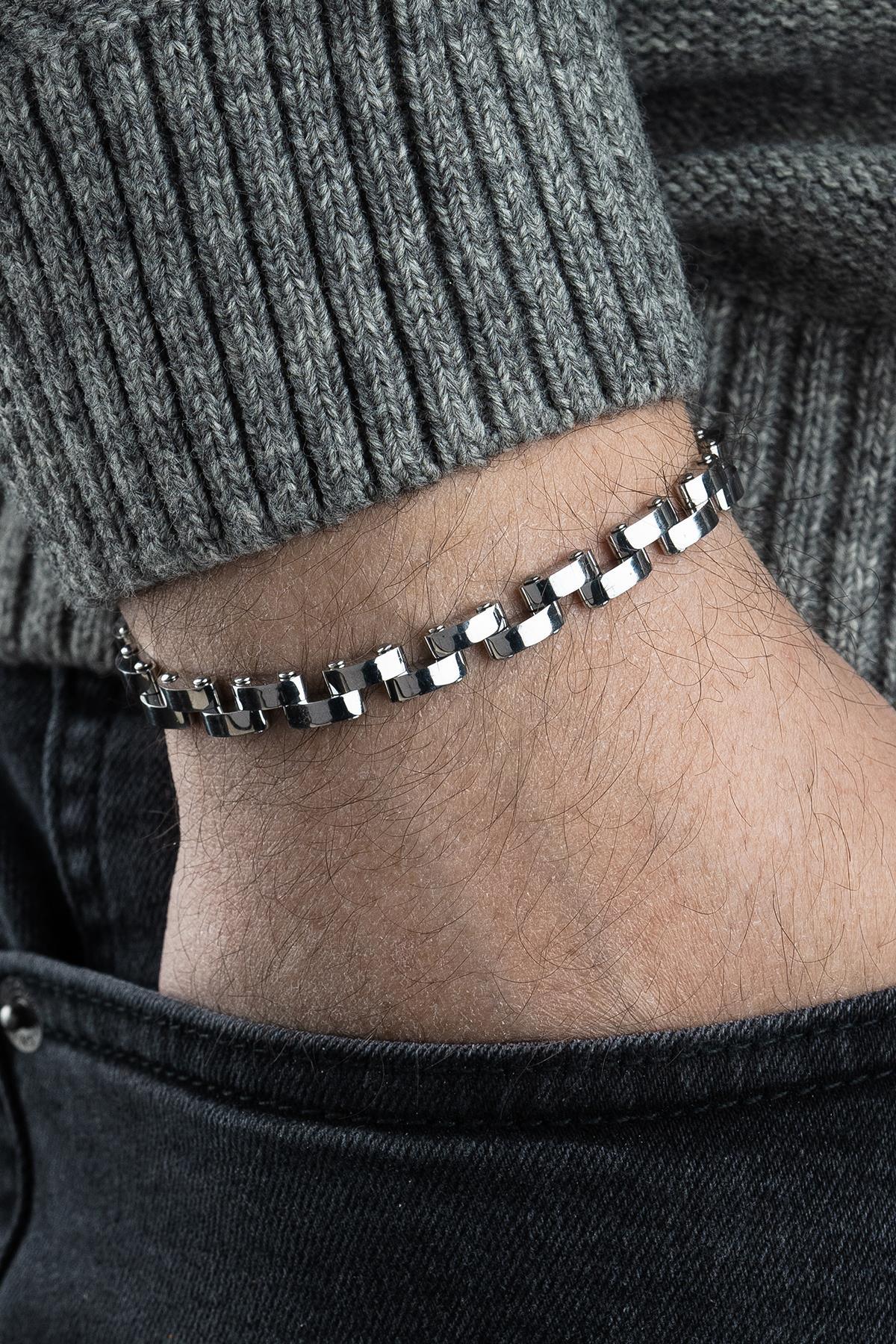 FRNCH 316L Çelik İtalyan Model Gümüş Renk Erkek Bileklik FRJ12800-3800-A