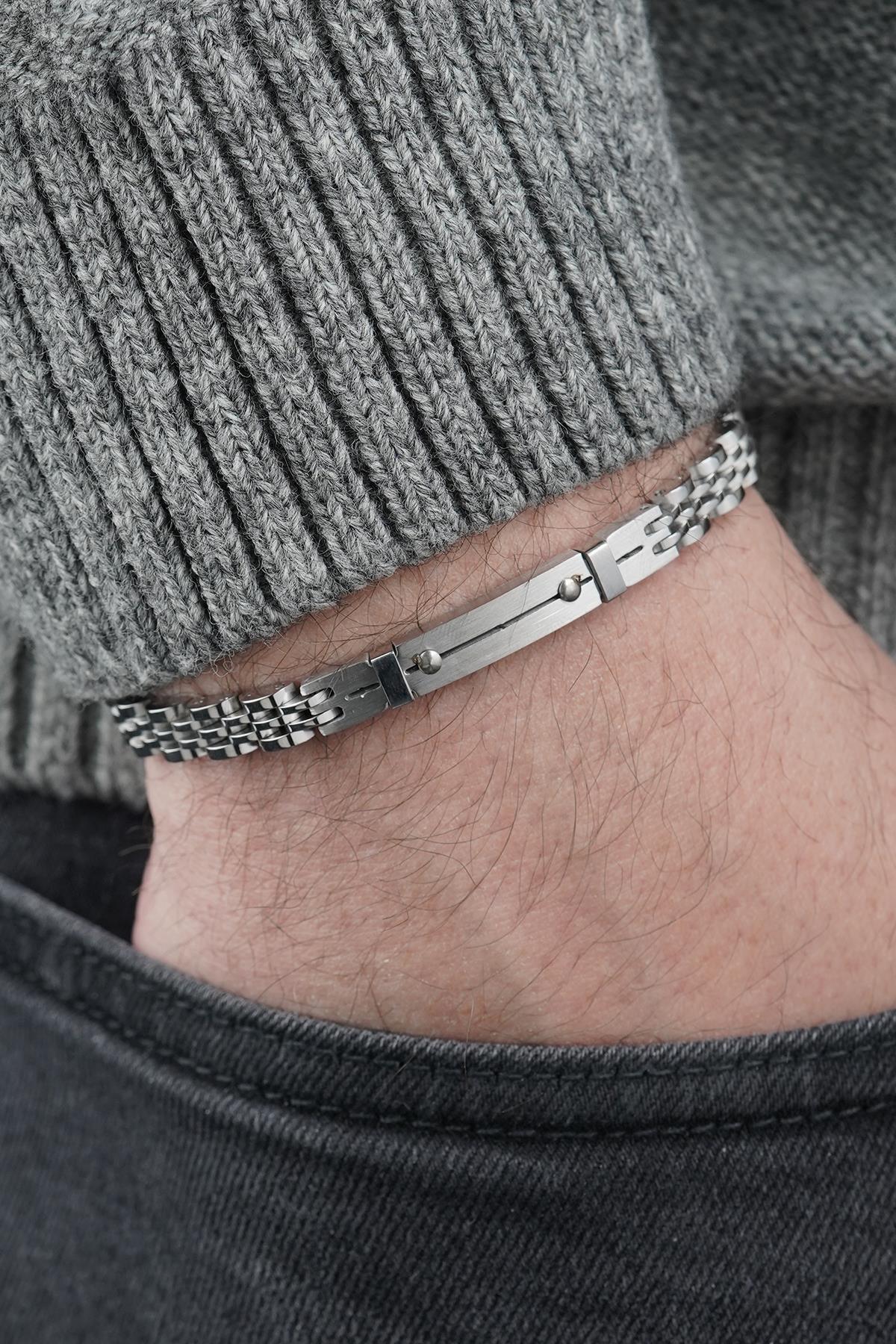 FRNCH 316L Çelik İtalyan Model Gümüş Renk Erkek Bileklik FRJ12845-3845-A