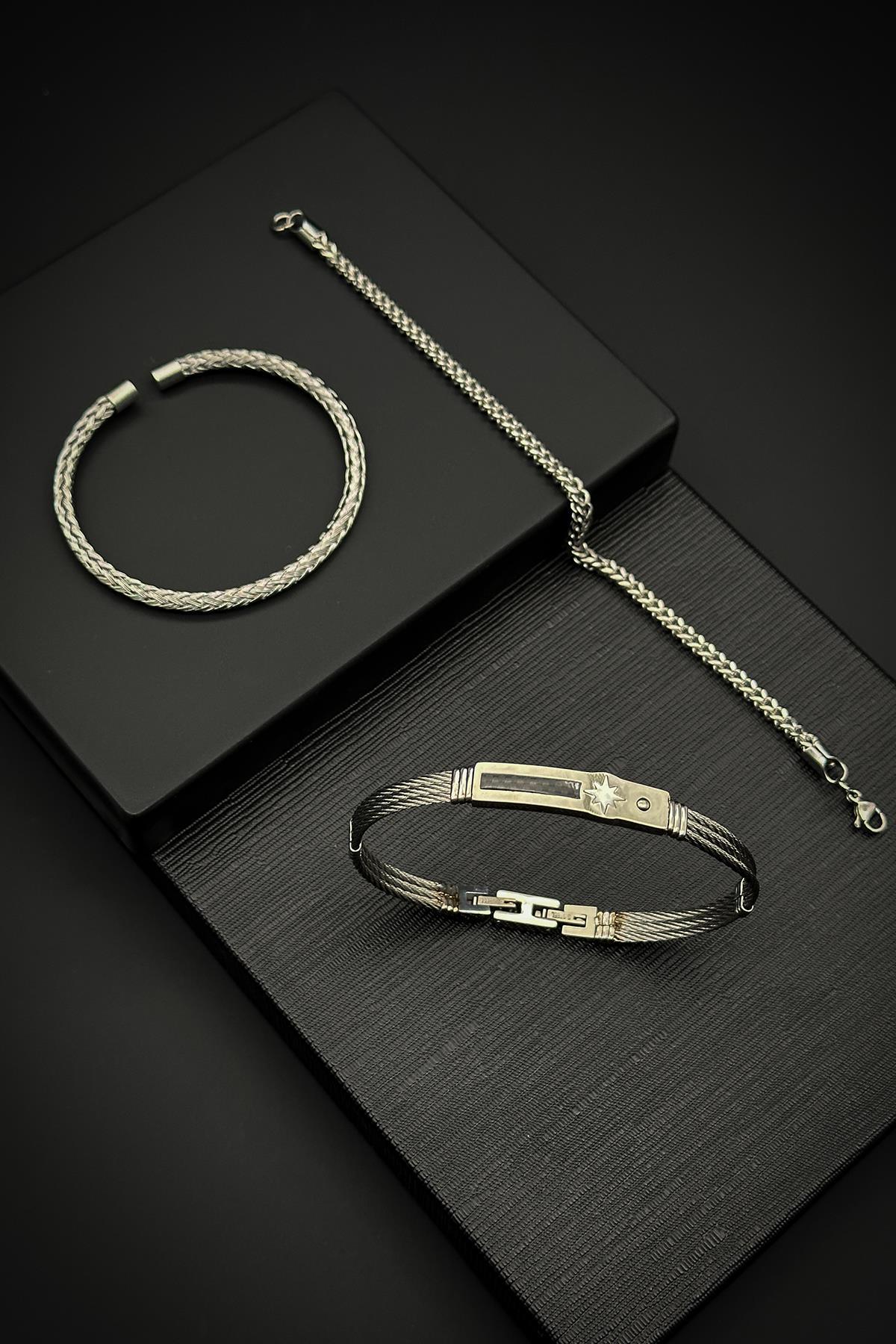 NVM FRNCH 316L Stainless Steel Italian Style Silver Color Men's Bracelet FRJ12132-3132-AB2 - Salisbury