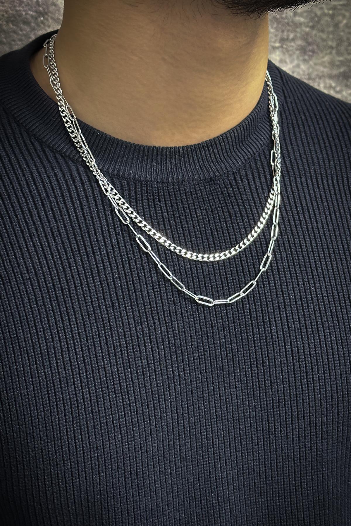 FRNCH 316L Çelik İtalyan Model Gümüş Renk Erkek Kolye FRJ30833-933-A