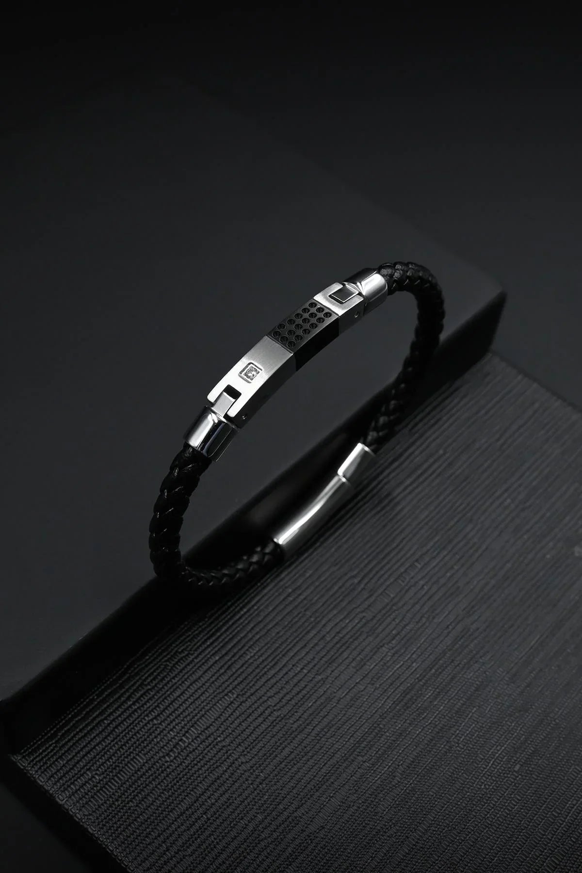 FRNCH 316L Çelik İtalyan Model Gümüş-Siyah Renk Erkek Bileklik FRJ12125-3125-B2