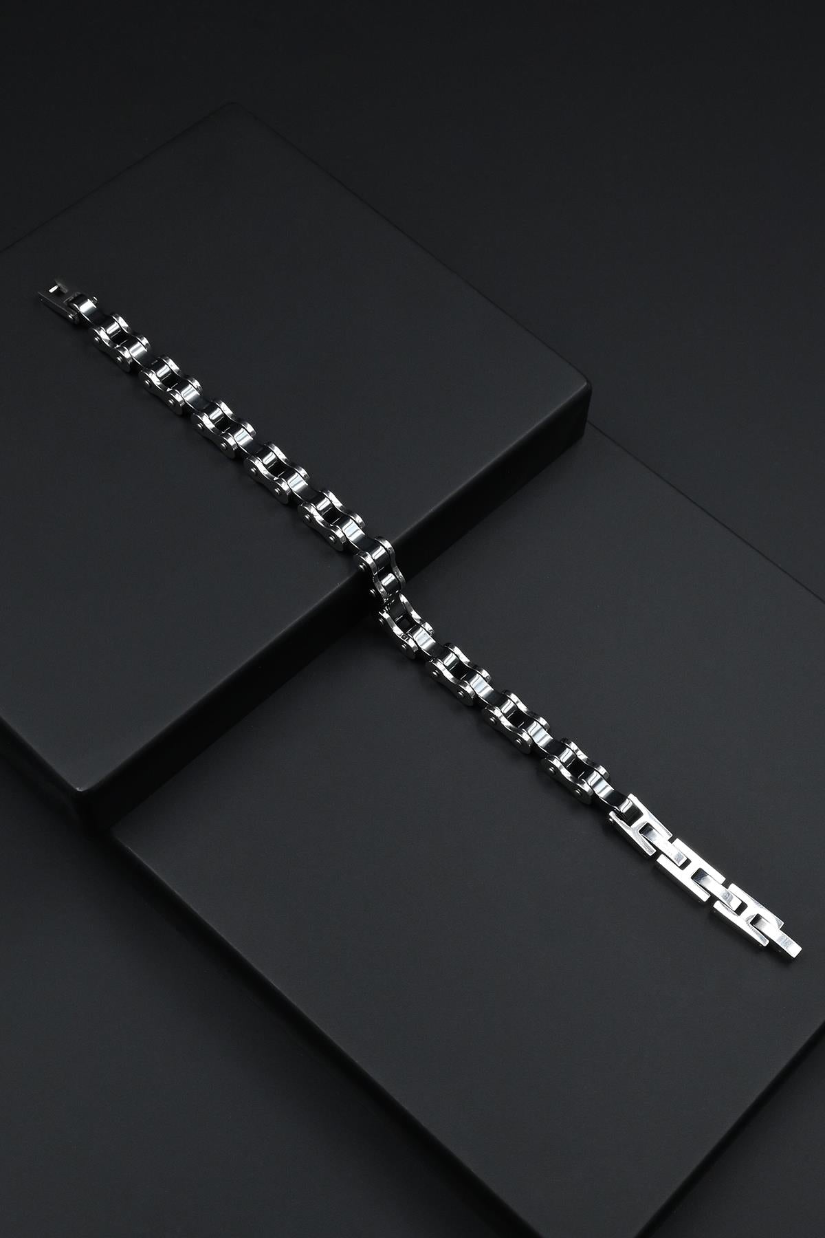 FRNCH 316L Çelik İtalyan Model Gümüş-Siyah Renk Erkek Bileklik FRJ12292-3292-AB2