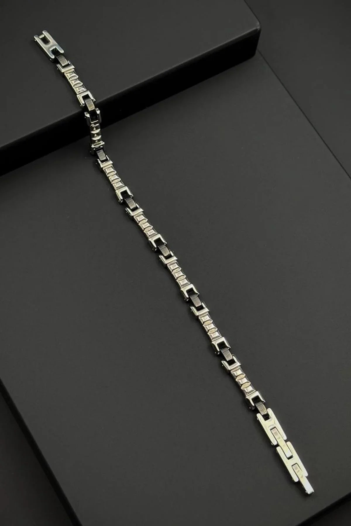 FRNCH 316L Çelik İtalyan Model Gümüş-Siyah Renk Erkek Bileklik FRJ12797-3797-AB2