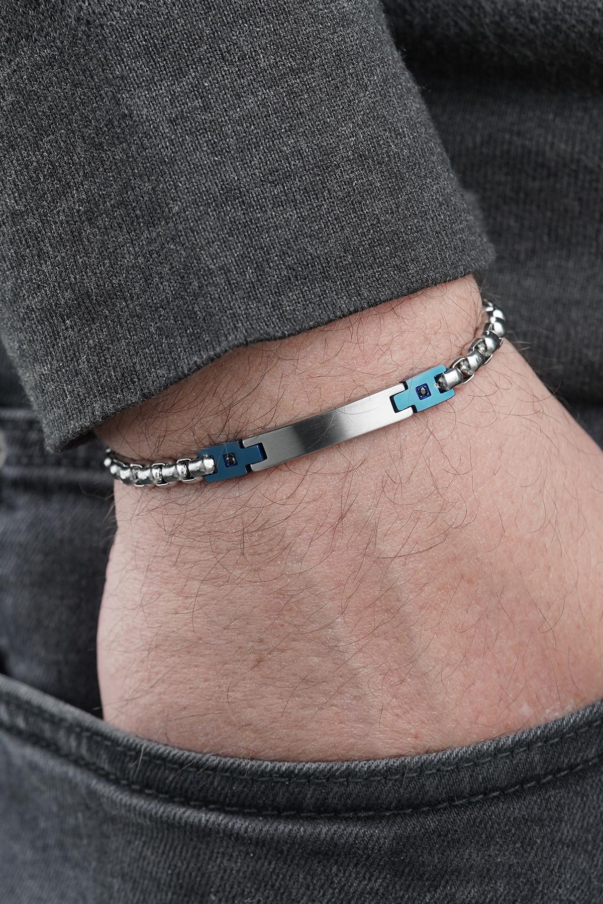 FRNCH 316L Çelik İtalyan Model Lacivert Renk Erkek Bileklik FRJ12874-3874-L2A