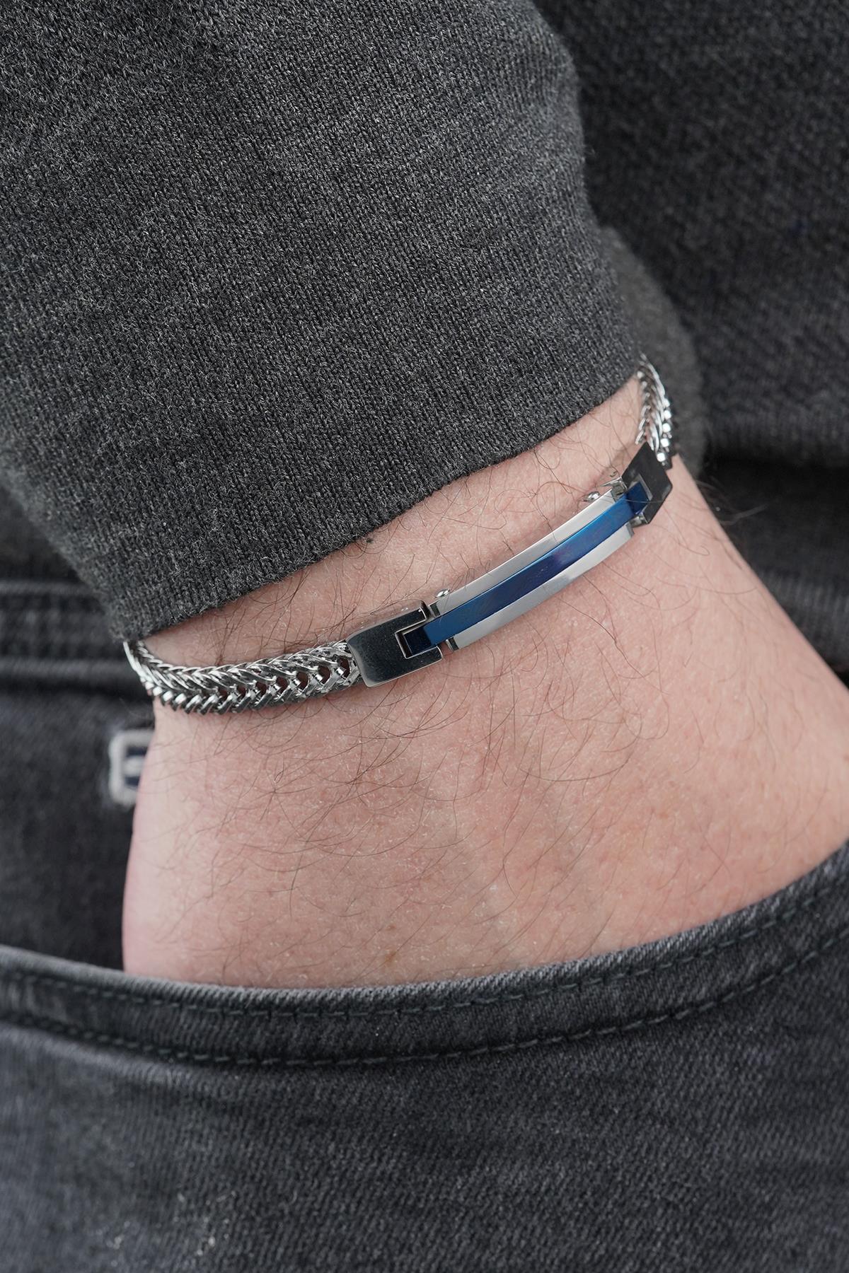 FRNCH 316L Çelik İtalyan Model Lacivert Renk Erkek Bileklik FRJ12879-3879-AL