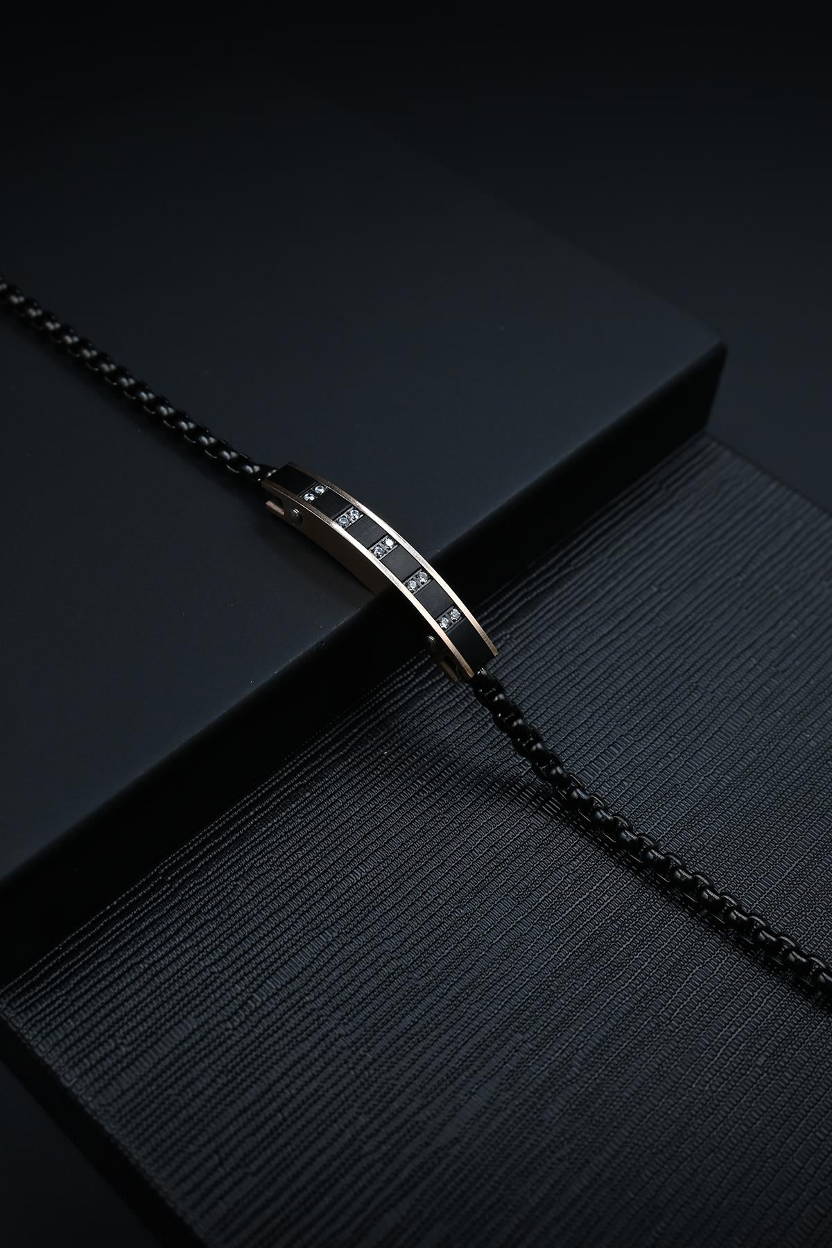 FRNCH 316L Çelik İtalyan Model Rose-Siyah Renk Erkek Bileklik FRJ12148-3148-B2C