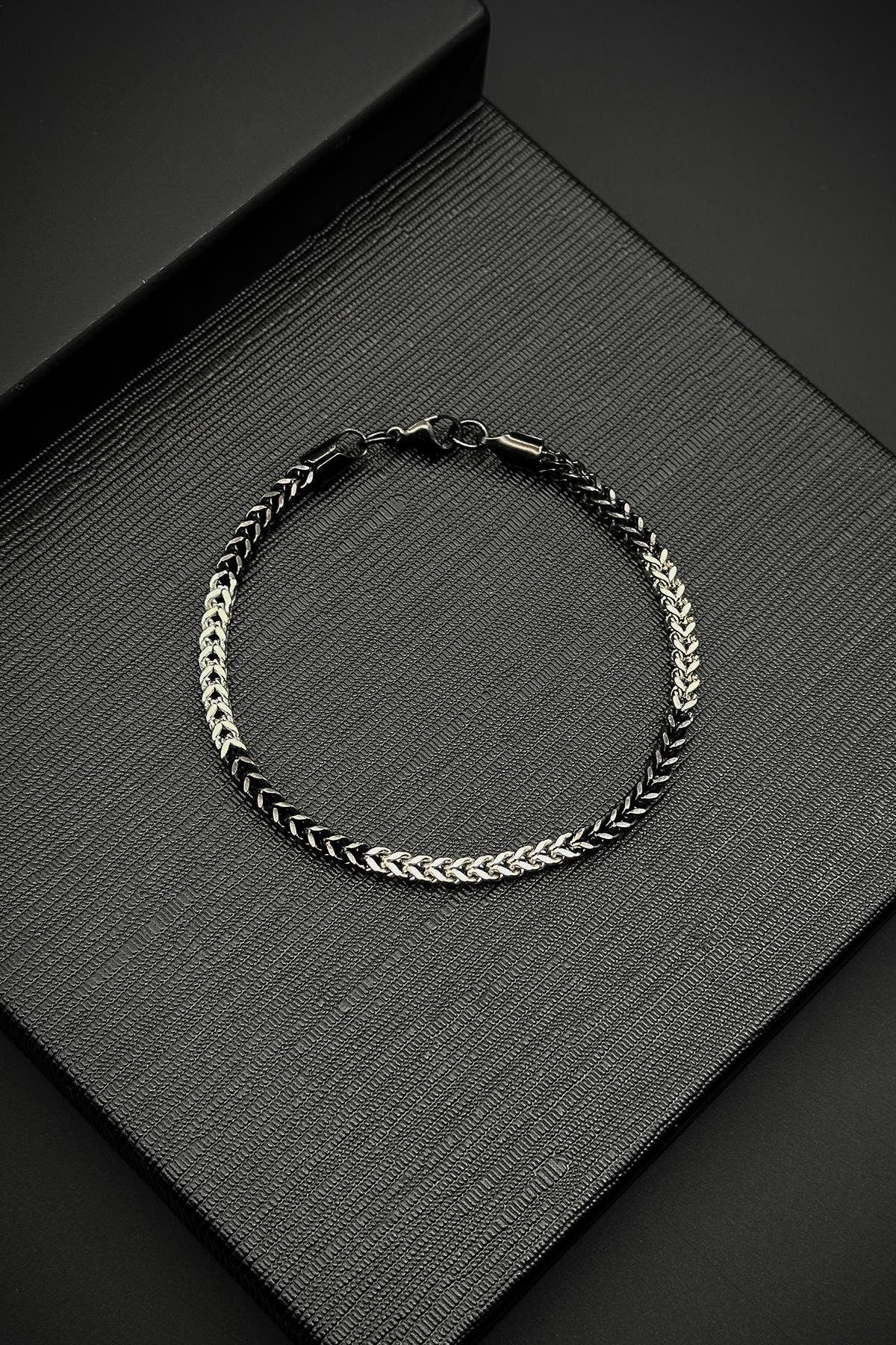 FRNCH 316L Çelik İtalyan Model Siyah Renk Erkek Bileklik FRJ12038-3038-AB2