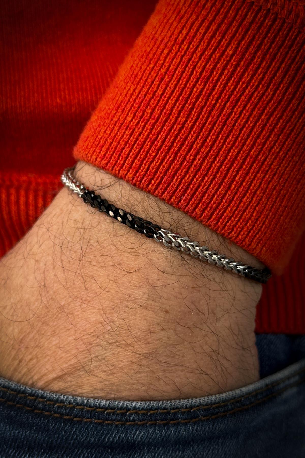 FRNCH 316L Çelik İtalyan Model Siyah Renk Erkek Bileklik FRJ12038-3038-AB2