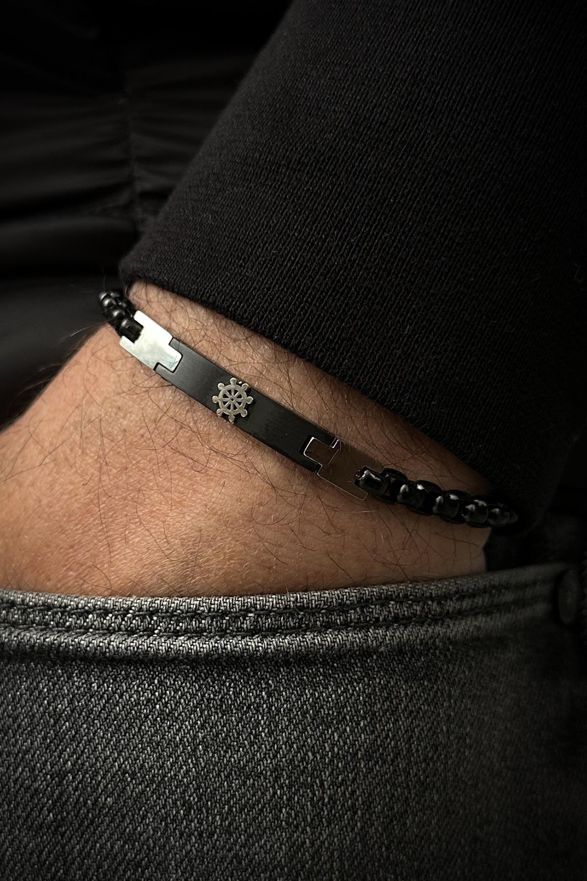 FRNCH 316L Çelik İtalyan Model Siyah Renk Erkek Bileklik FRJ12138-3138-B2