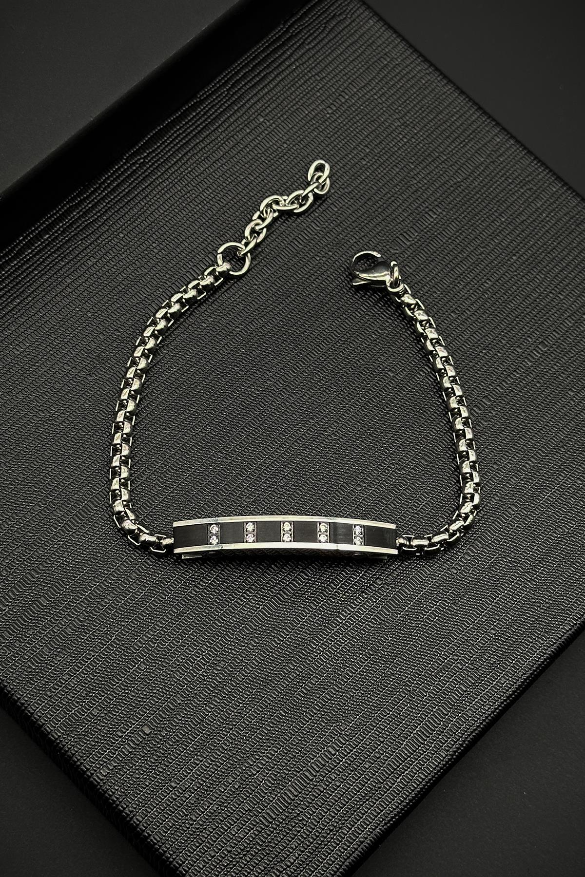 FRNCH 316L Çelik İtalyan Model Siyah Renk Erkek Bileklik FRJ12139-3139-B2