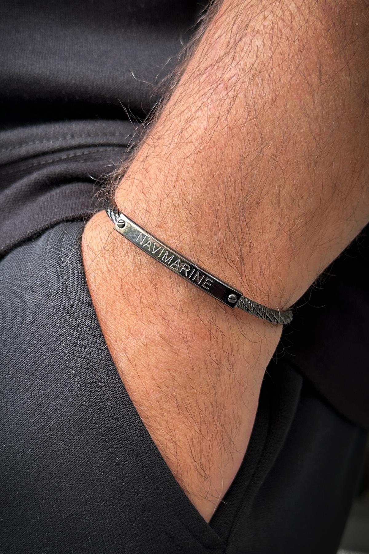 FRNCH 316L Çelik İtalyan Model Siyah Renk Erkek Bileklik FRJ12190-3190-B