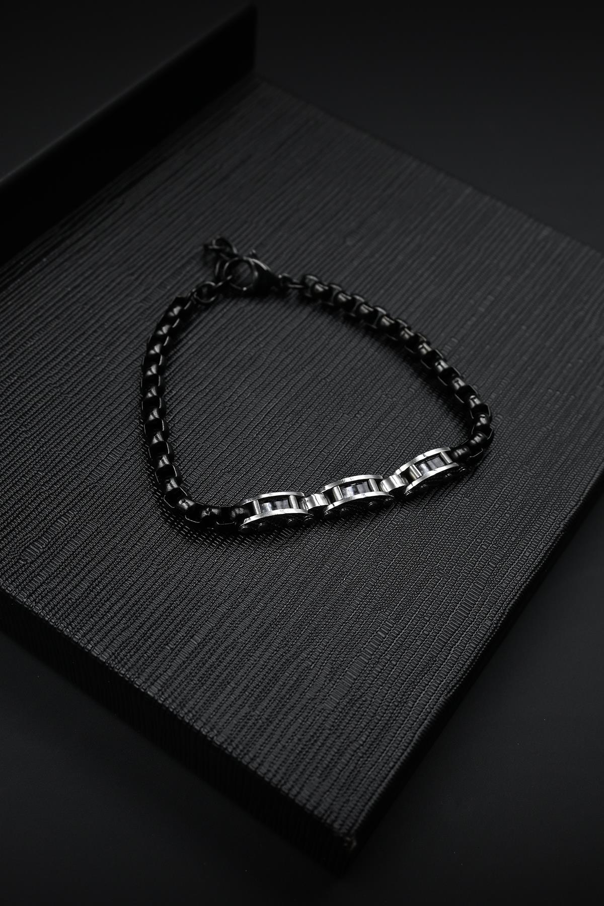 FRNCH 316L Çelik İtalyan Model Siyah Renk Erkek Bileklik FRJ12870-3870-B2