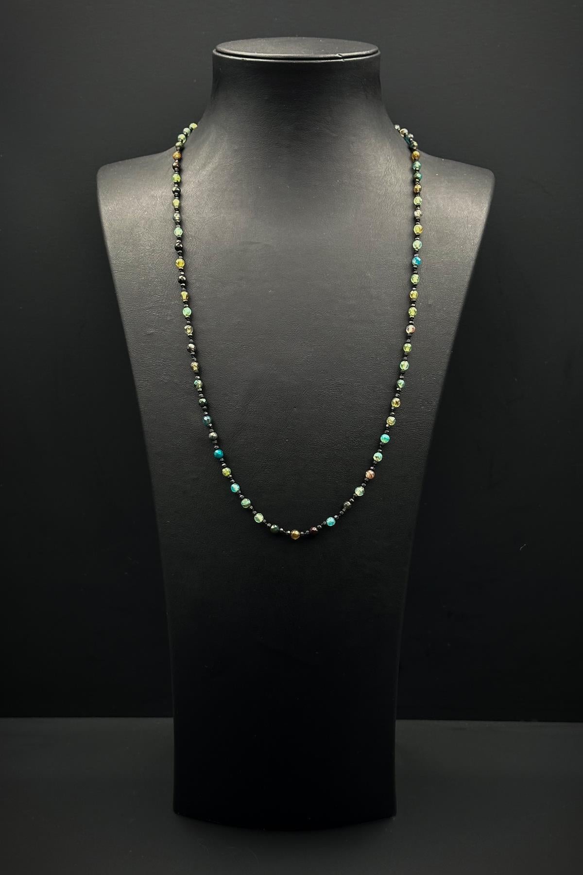 FRNCH 316L Çelik Kilitli Amazonit Doğal Taşlı Yeşil Renk Erkek Kolye FRJ30869-969-Y