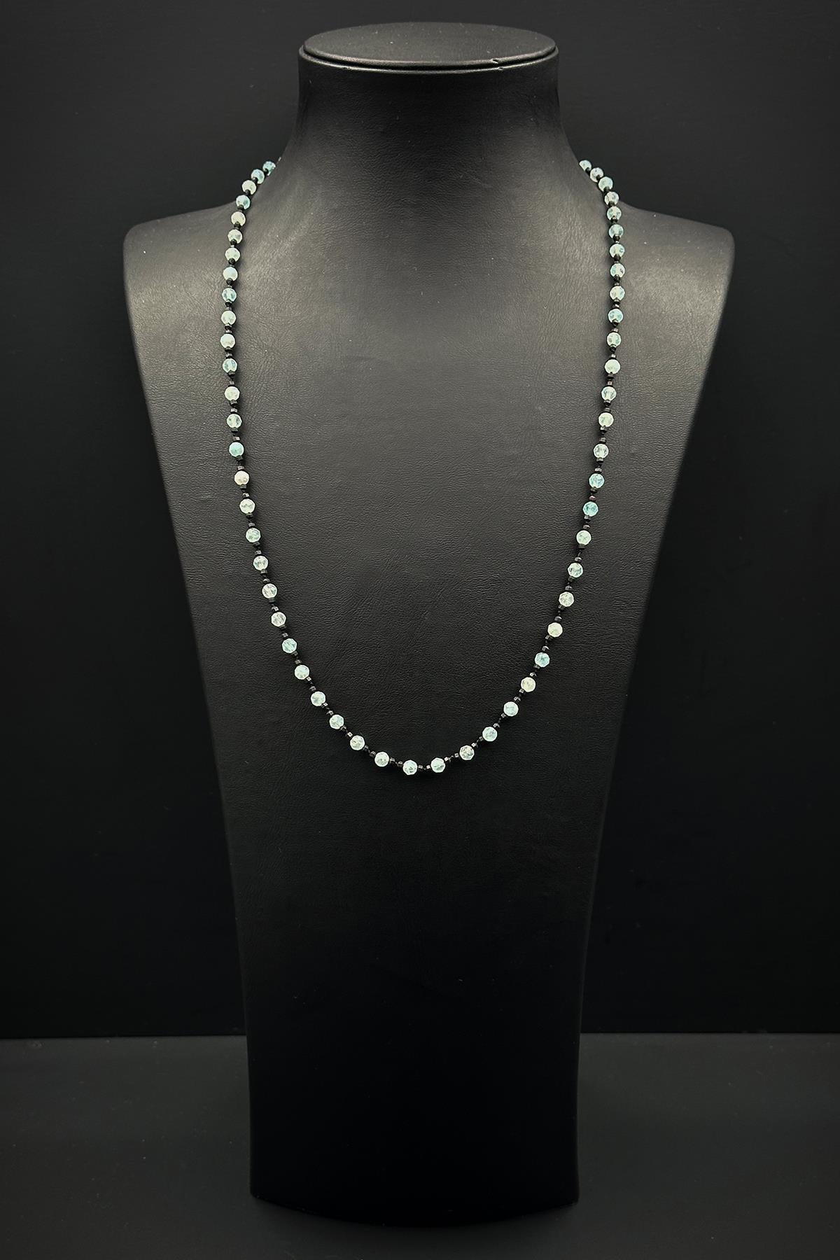 FRNCH 316L Çelik Kilitli Kalsedon Doğal Taşlı Mavi Renk Erkek Kolye FRJ30869-969-M