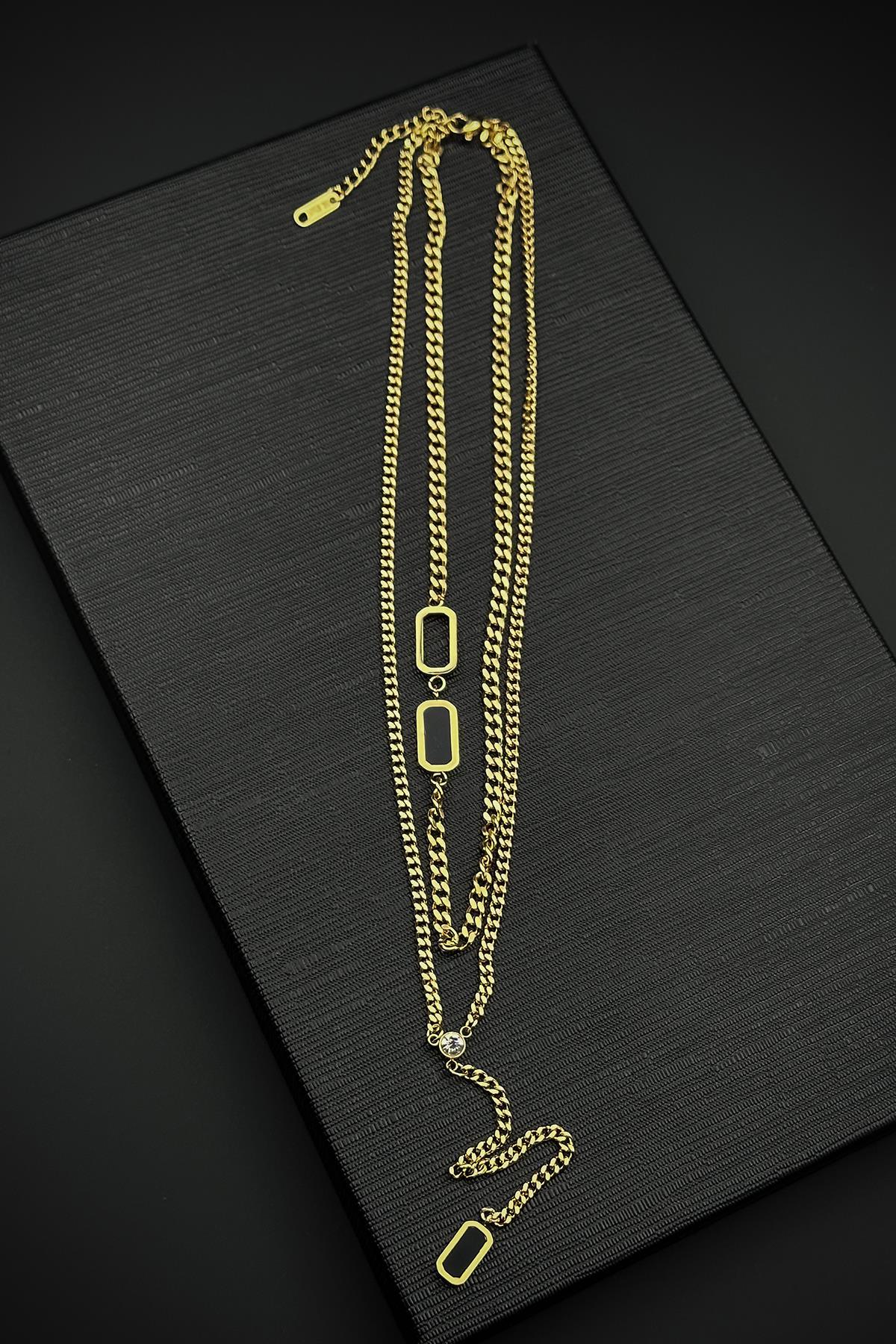 FRNCH 316L Çelik Özel Tasarım Altın Renk Kadın Kolye FRJ30880-980-G