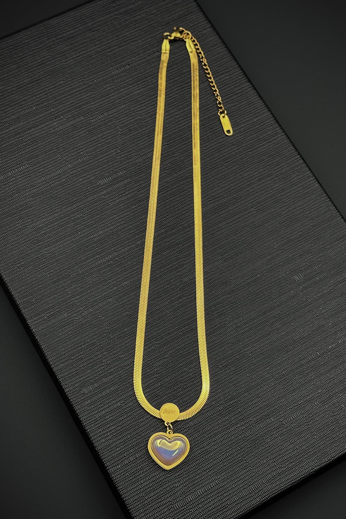 FRNCH 316L Çelik Özel Tasarım Altın Renk Kadın Kolye FRJ30881-981-G