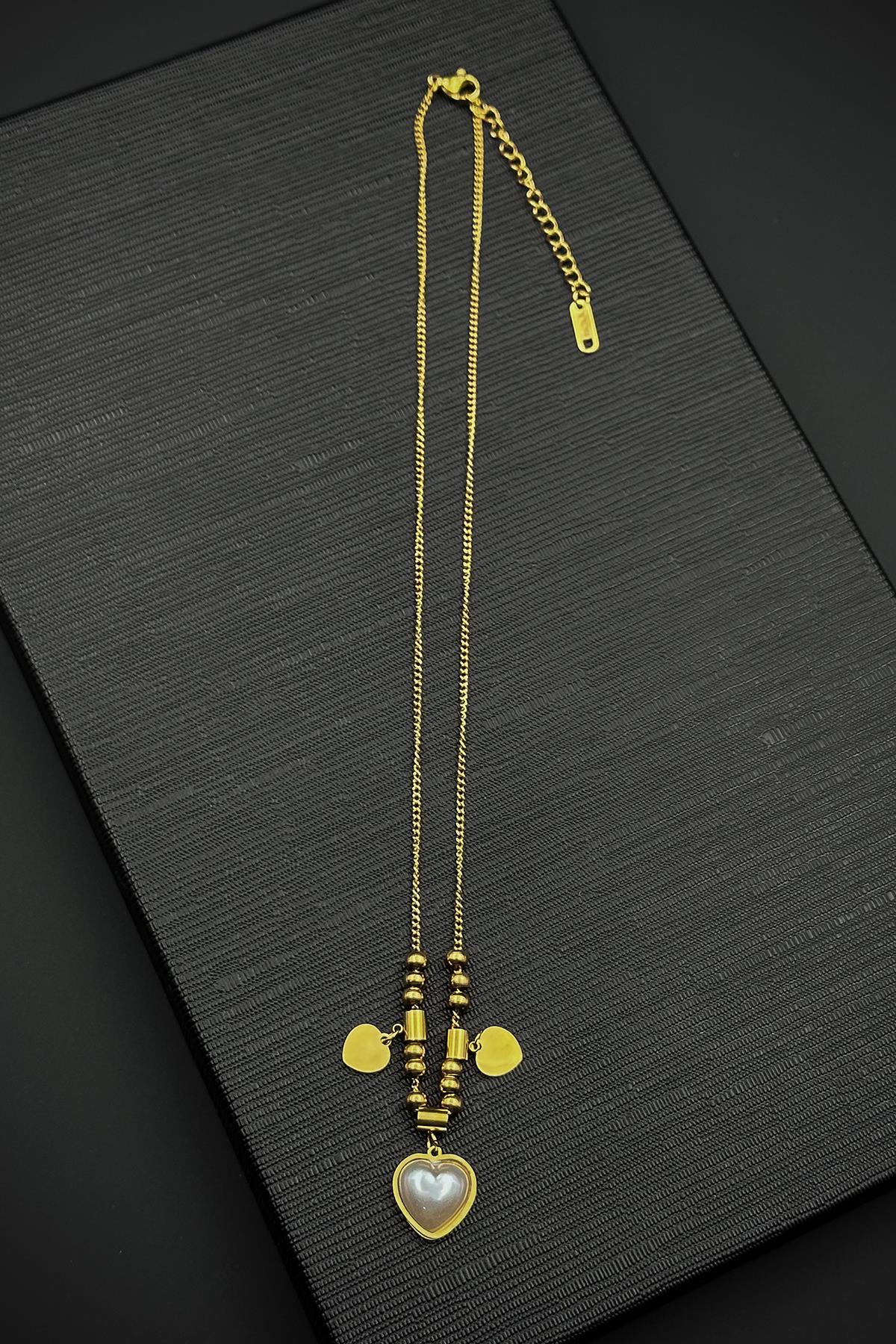 FRNCH 316L Çelik Özel Tasarım Altın Renk Kadın Kolye FRJ30882-982-G