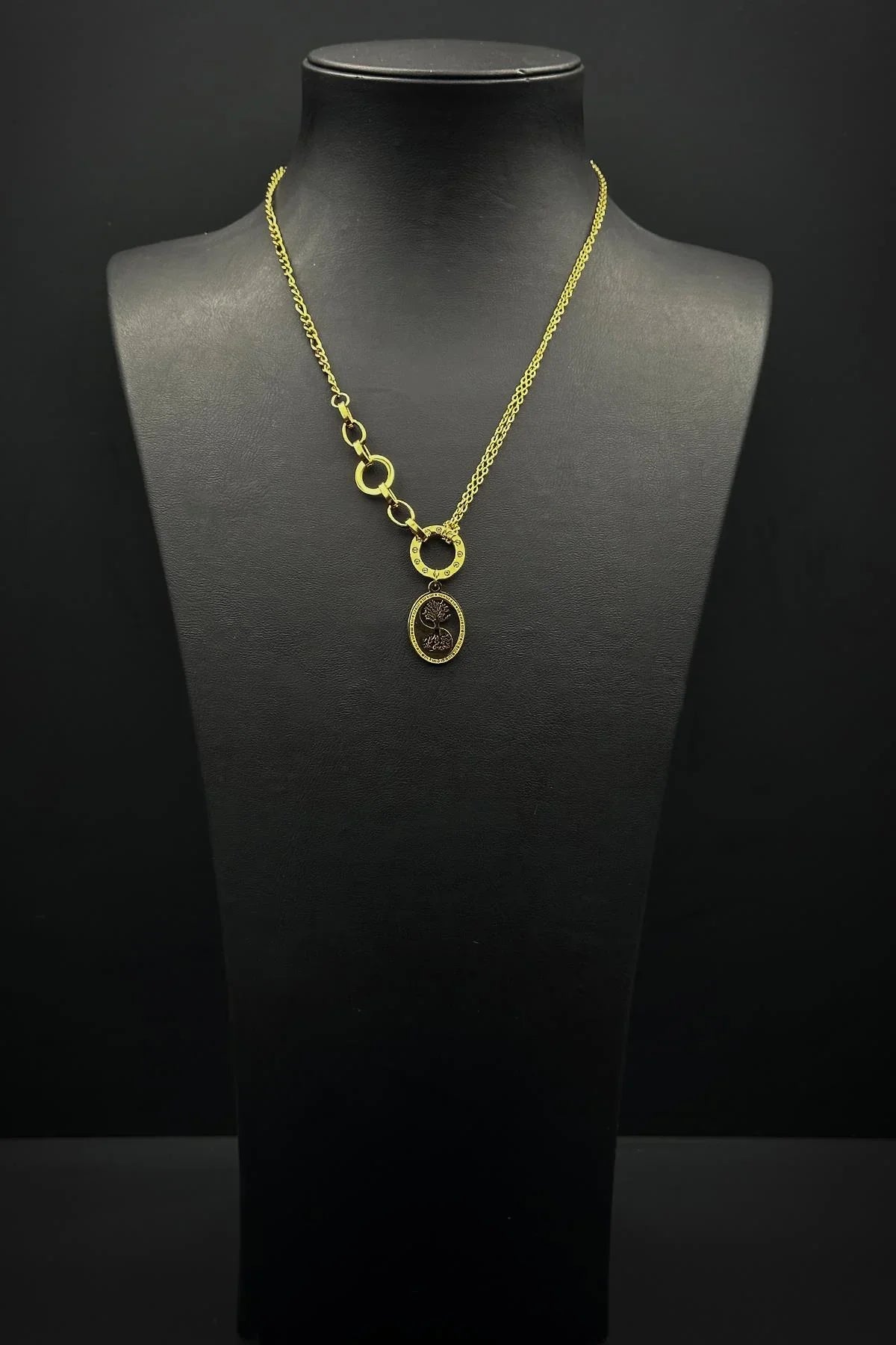 FRNCH 316L Çelik Özel Tasarım Altın Renk Kadın Kolye FRJ30884-984-G