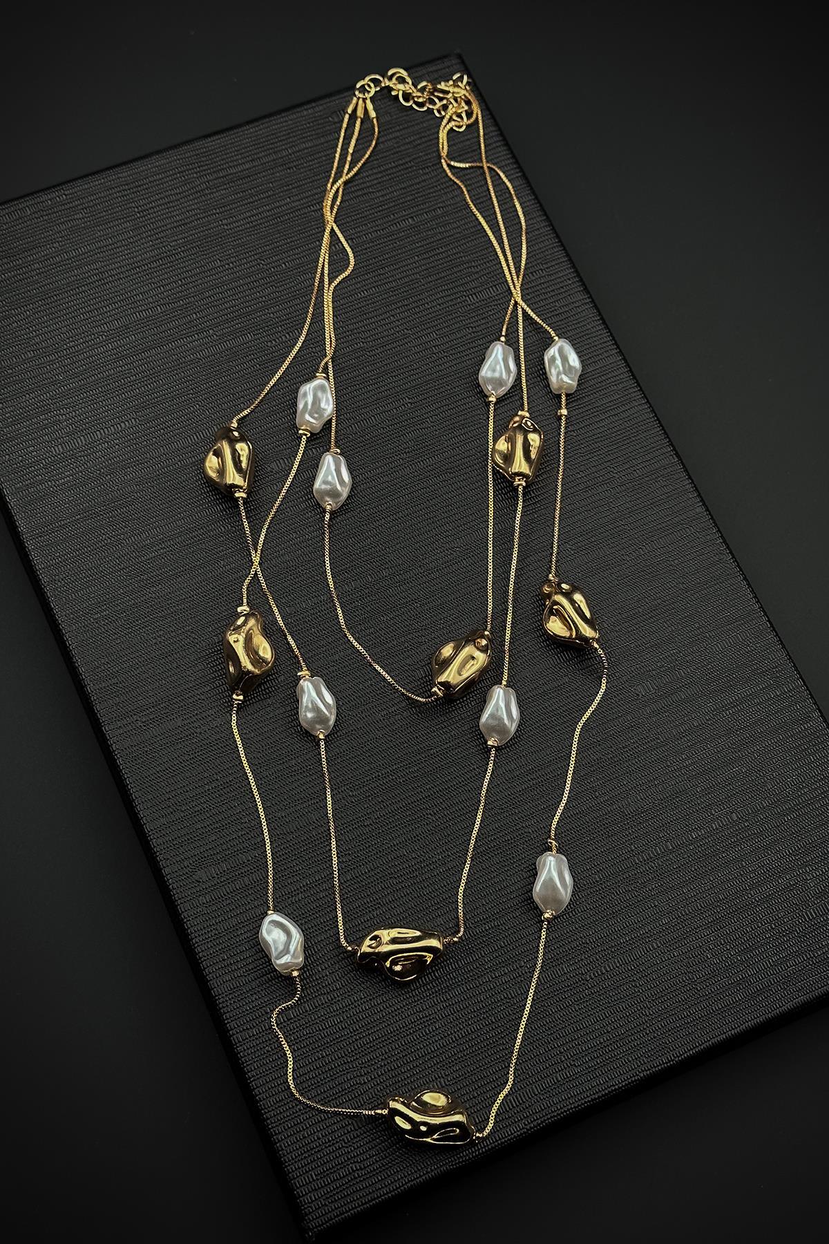 FRNCH 316L Çelik Özel Tasarım Altın Renk Kadın Kolye FRJ30888-988-AG