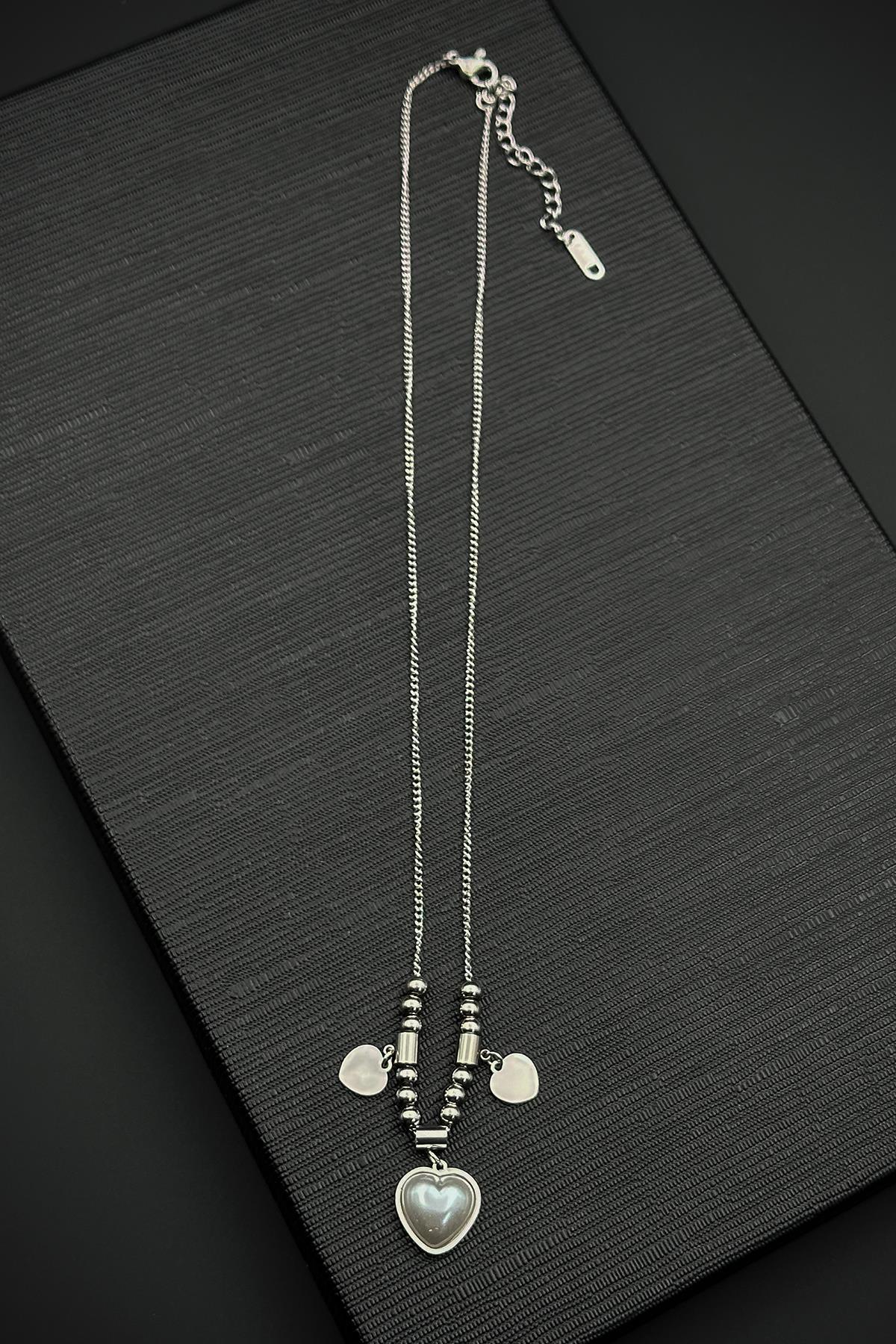 FRNCH 316L Çelik Özel Tasarım Gümüş Renk Kadın Kolye FRJ30882-982-A