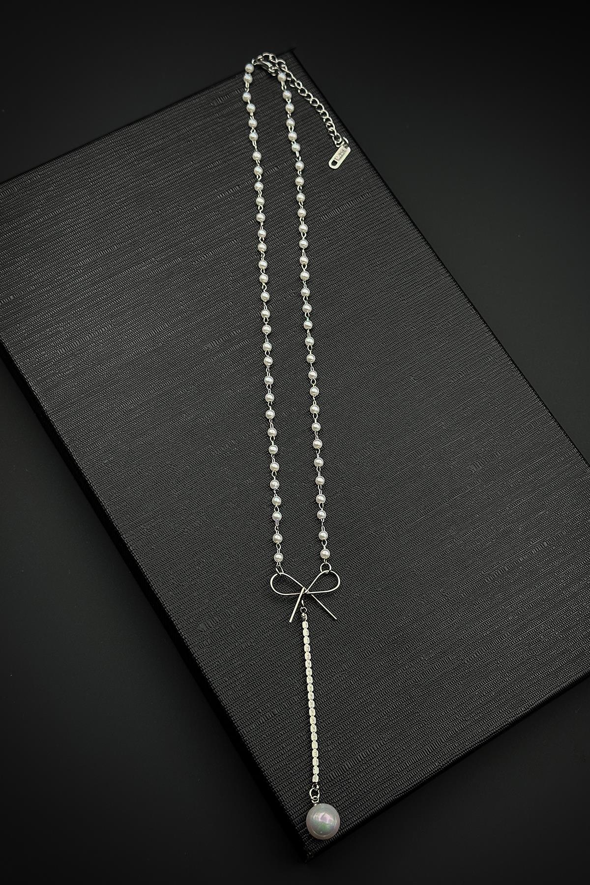 FRNCH 316L Çelik Özel Tasarım Gümüş Renk Kadın Kolye FRJ30887-987-A