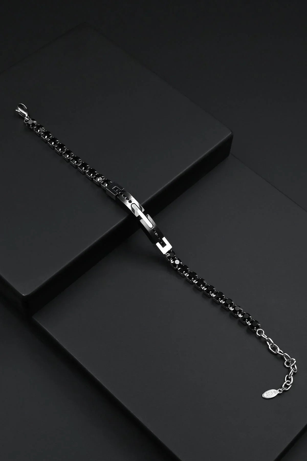 FRNCH 316L Çelik Siyah Zirkon Taşlı Siyah Renk Erkek Bileklik FRJ12854-3854-B2A