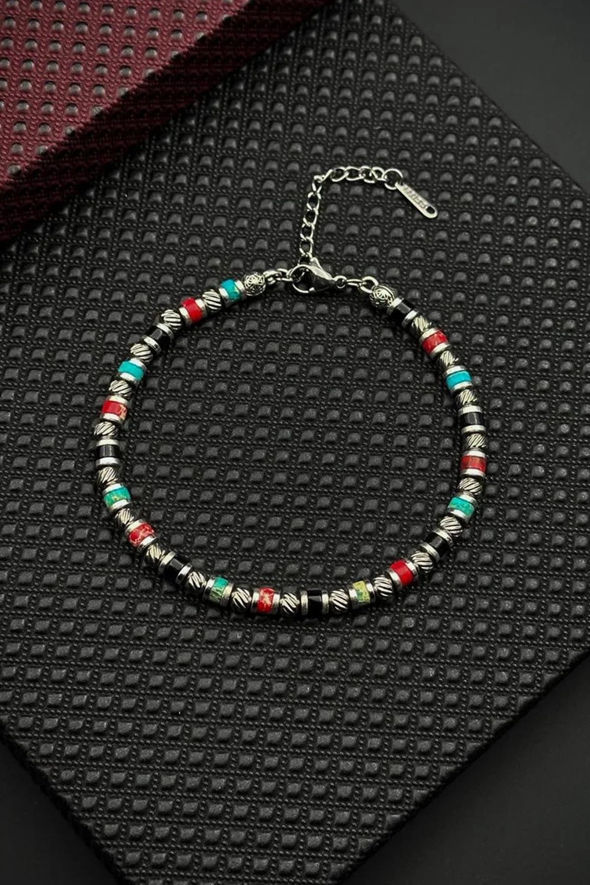 FRNCH 316L Çelik ve Mix Doğal Taşlı Çok Renkli Erkek Bileklik FRJ12693-3693-CK