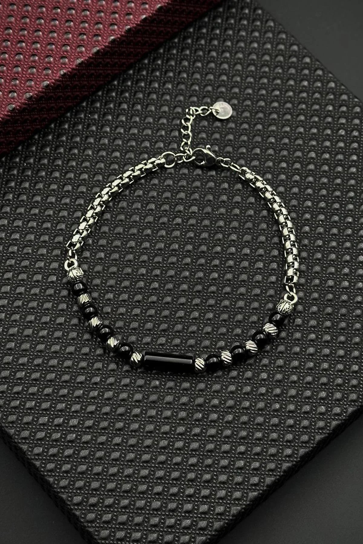 FRNCH 316L Çelik ve Onyx Doğal Taşlı Siyah Renk Erkek Bileklik FRJ12692-3692-S