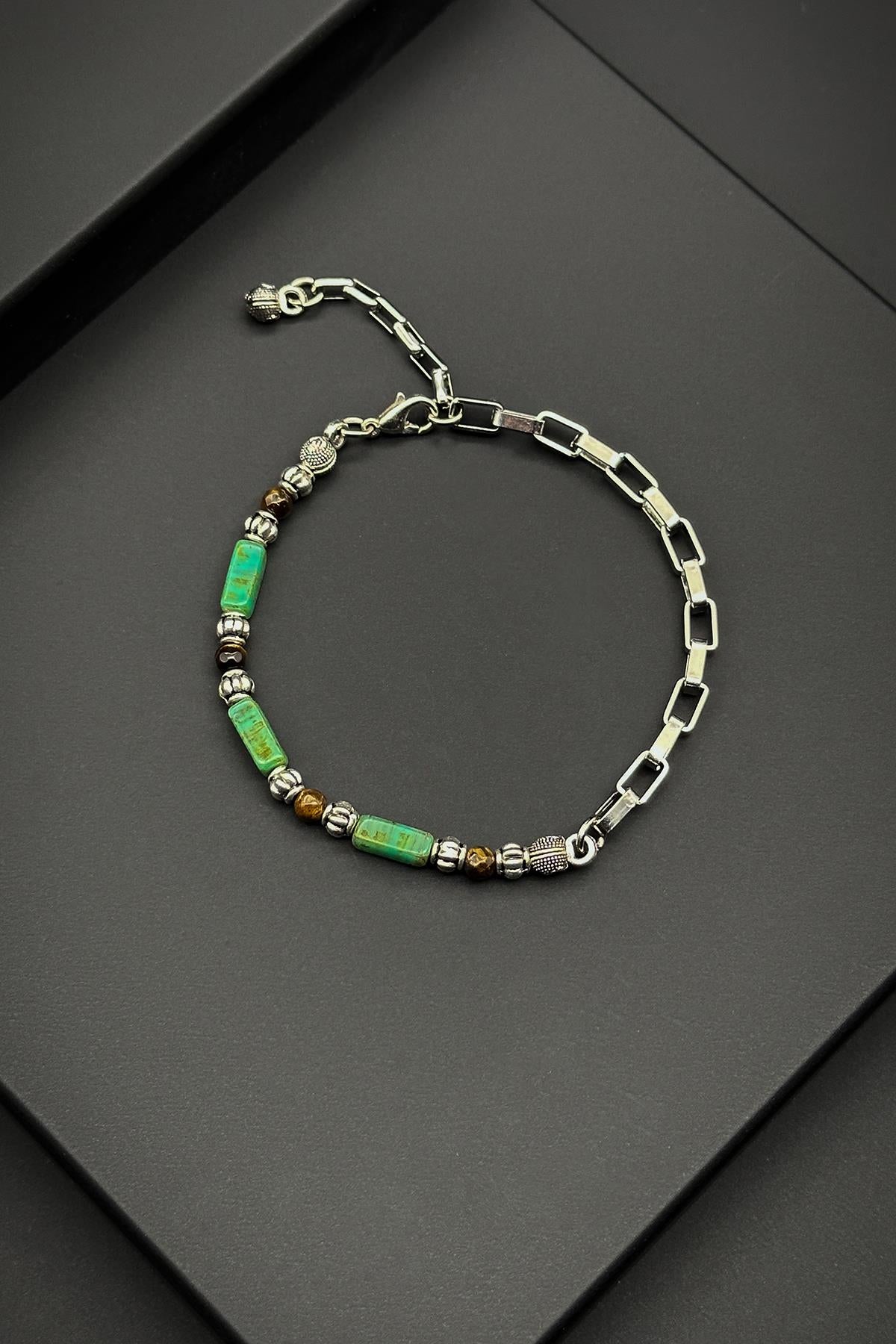 FRNCH 316L Çelik ve Preciosa Taşlı Yeşil Renkli Ayarlanabilir Erkek Bileklik FRJ11883-1983-YK