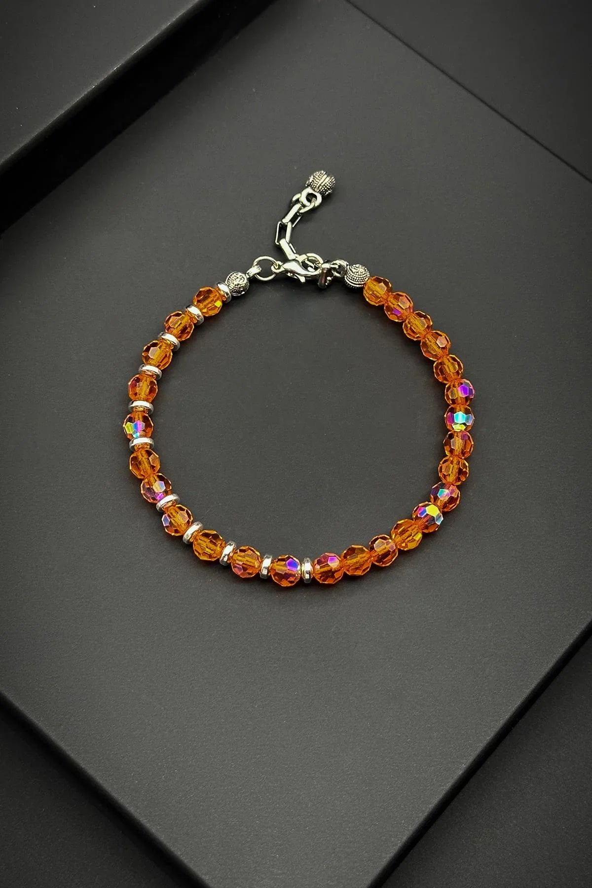 FRNCH 316L Çelik ve Swarovski Taşlı Turuncu Renk Erkek Bileklik FRJ11931-2031-T