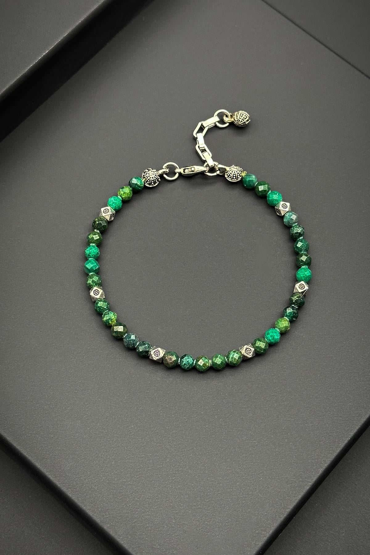 FRNCH 316L Çelik ve Yeşim Doğal Taşlı Yeşil Renkli Erkek Bileklik FRJ11705-1805-Y4