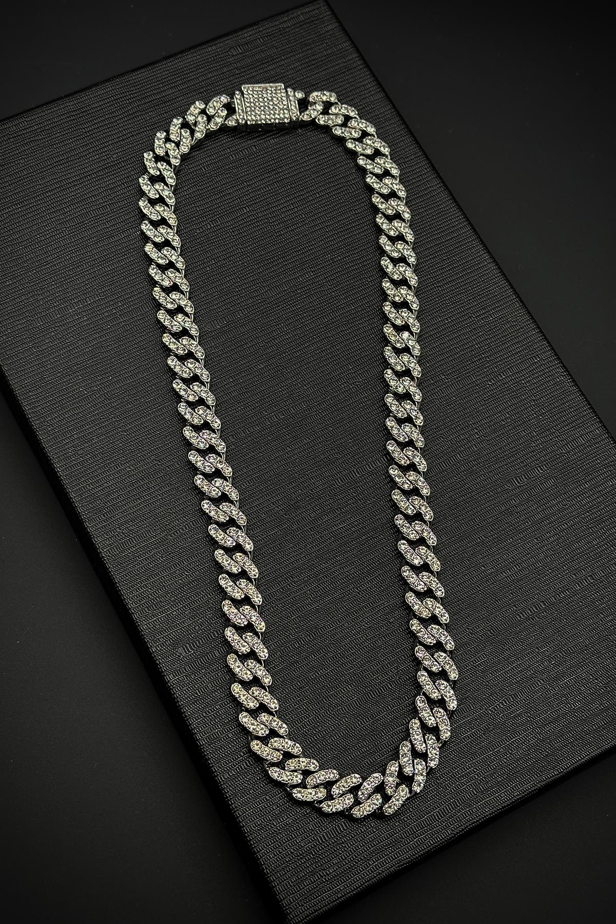 FRNCH 316L Çelik Zirkon Taşlı Gümüş Renk Tennis Erkek Kolye FRJ30756-856-A