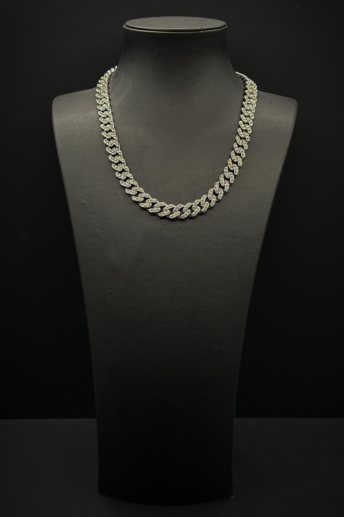 FRNCH 316L Çelik Zirkon Taşlı Gümüş Renk Tennis Erkek Kolye FRJ30756-856-A