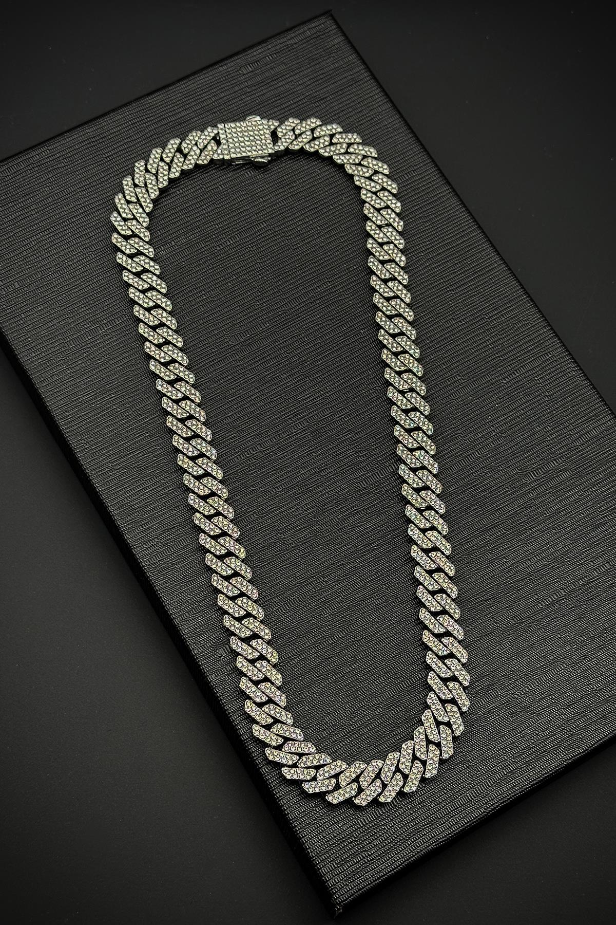 FRNCH 316L Çelik Zirkon Taşlı Gümüş Renk Tennis Erkek Kolye FRJ30757-857-A