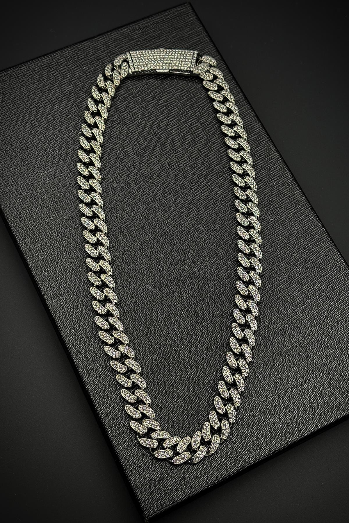 FRNCH 316L Çelik Zirkon Taşlı Gümüş Renk Tennis Erkek Kolye FRJ30758-858-A