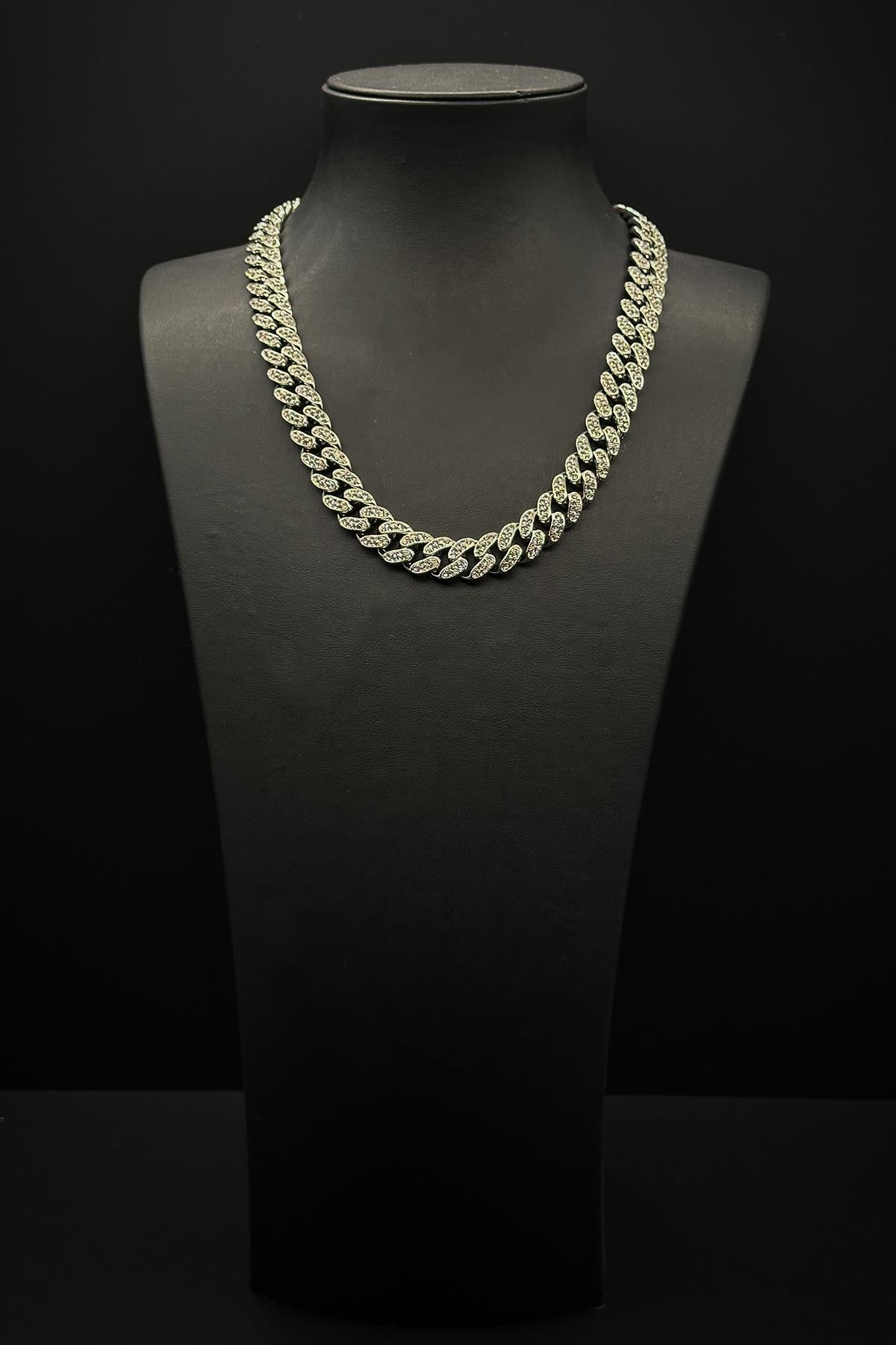 FRNCH 316L Çelik Zirkon Taşlı Gümüş Renk Tennis Erkek Kolye FRJ30758-858-A