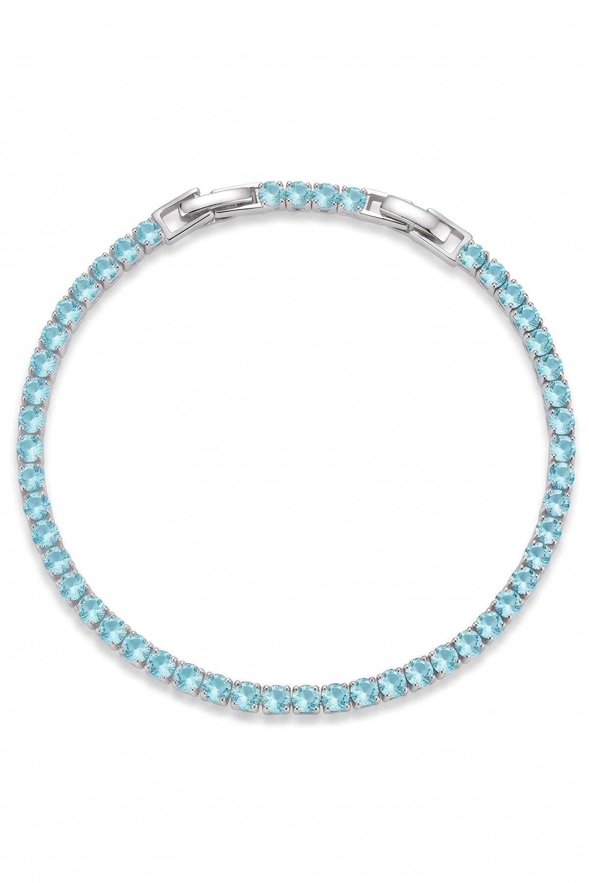 FRNCH 3MM Zirkon Taşlı Aqua Marine Renk Tennis Erkek Bileklik FRJ12204-3204-M