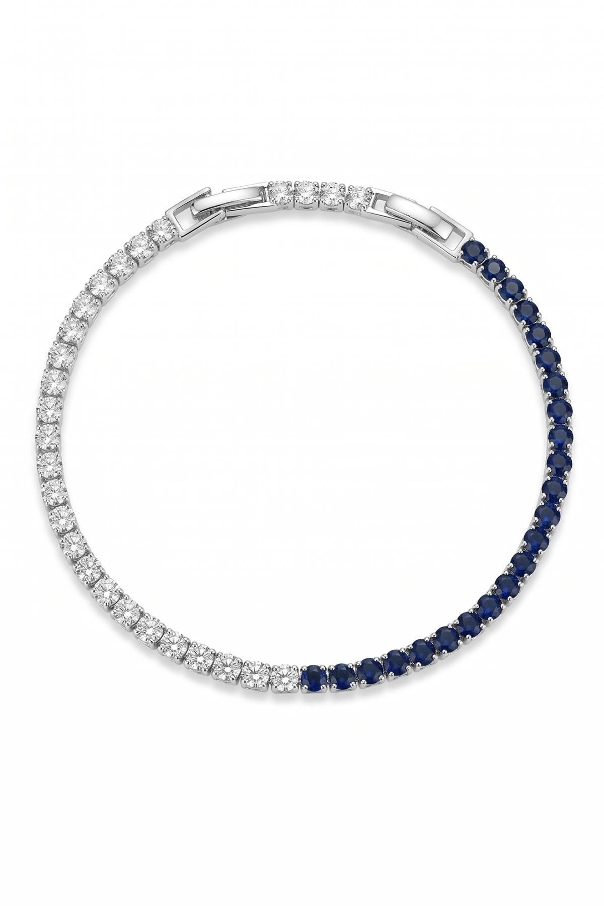 FRNCH 3MM Zirkon Taşlı Lacivert-Beyaz Renk Tennis Erkek Bileklik FRJ12204-3204-LA
