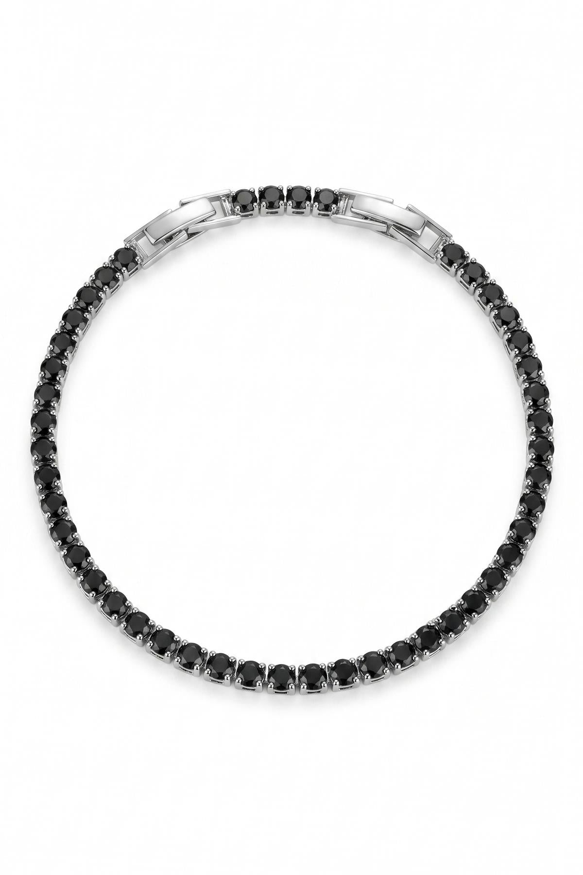 FRNCH 3MM Zirkon Taşlı Siyah Renk Tennis Erkek Bileklik FRJ12204-3204-S