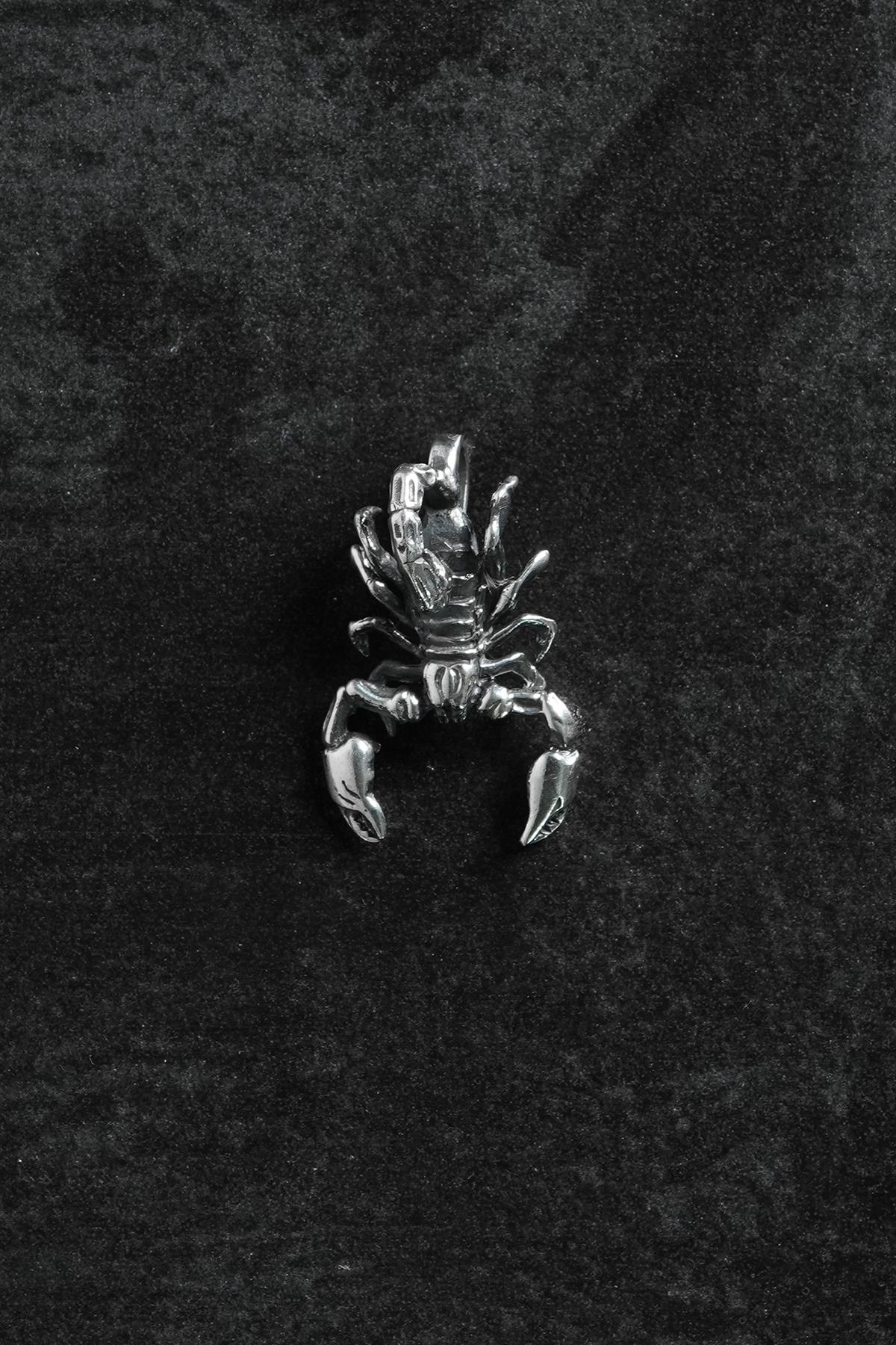 FRNCH 925 Ayar Gümüş Akrep Figürlü Gümüş Renk Erkek Kolye Ucu FRKU-1027