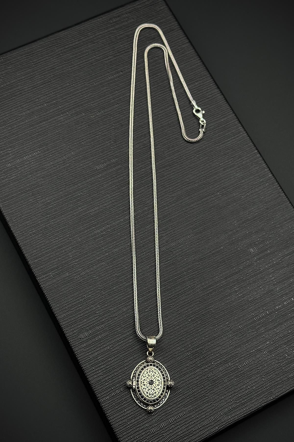 FRNCH 925 Ayar Gümüş Ayet-el Kürsili Gümüş Renk Erkek Kolye FRJ30918-1018-A